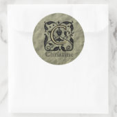 C - monogram in reliëfdruk (goud) ronde sticker (Tas)
