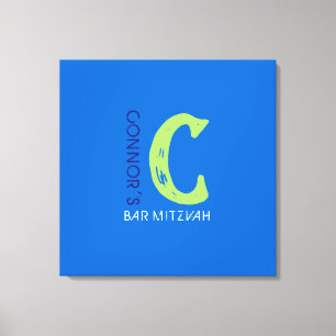 C Monogram Initiaal Bar Bat Mitzvah Sign-In Board Canvas Afdruk