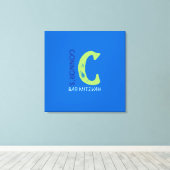 C Monogram Initiaal Bar Bat Mitzvah Sign-In Board Canvas Afdruk (Insitu (Houten vloer))