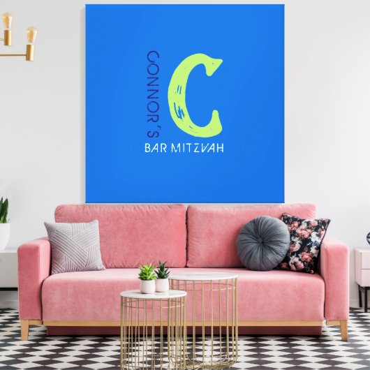 C Monogram Initiaal Bar Bat Mitzvah Sign-In Board Canvas Afdruk (Insitu (Woonkamer))