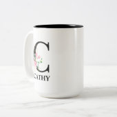  C monogram Initiaal Tweekleurige Koffiemok (Voorkant links)