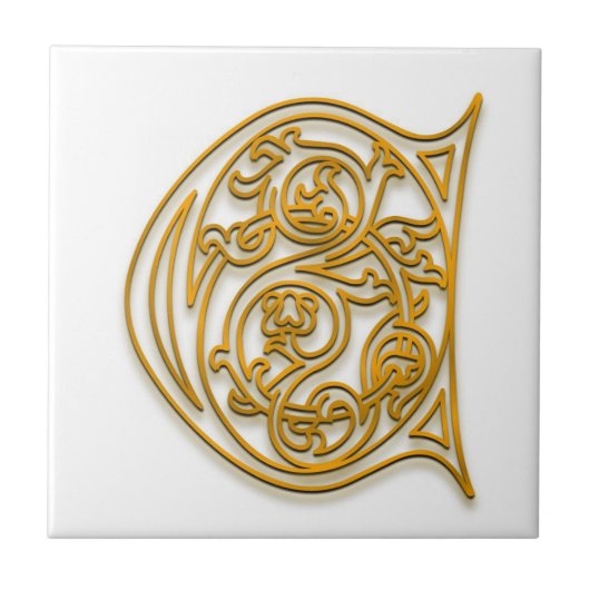 C Monogram "Irish Gold"-keramische Tegel Tegeltje (Voorkant)
