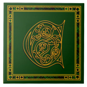 C Monogram "Irish Gold on Green"-keramische tegels Tegeltje
