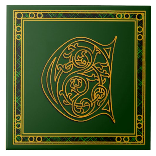 C Monogram "Irish Gold on Green"-keramische tegels Tegeltje (Voorkant)