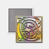 C Monogram "Keltische regenboog" vierkante magneet (Voorkant / Achterkant)