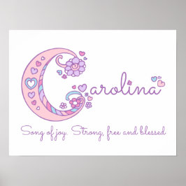 C monogram kunst Carolina meisjes naam poster