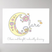 C monogram kunst Clare meisjes naam poster (Voorkant)