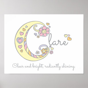 C monogram kunst Clare meisjes naam poster