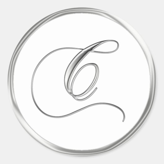 C Monogram Letter Sliver op White Wedding Seal Ronde Sticker (Voorkant)