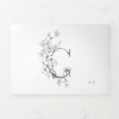 'C' Monogram mooi geborsteld Floral Wedding Drieluik Uitnodiging (Cover)