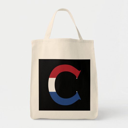 C Monogram overlay op NLD Vlag op bk gtcnt Tote Bag (Voorkant)