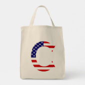 C Monogram overlay op USA Flag gtcnt Tote Bag (Achterkant)