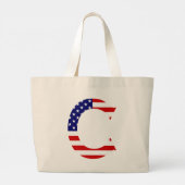 C Monogram overlay op USA Flag jtcnt Grote Tote Bag (Achterkant)