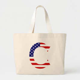C Monogram overlay op USA Flag jtcnt Grote Tote Bag