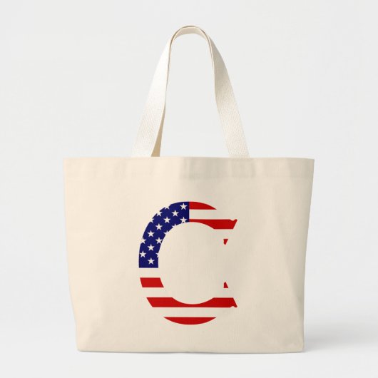 C Monogram overlay op USA Flag jtcnt Grote Tote Bag (Voorkant)
