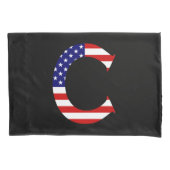 C Monogram overlay op USA Flag pcnt Kussensloop (Voorkant)