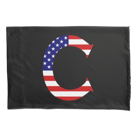 C Monogram overlay op USA Flag pcnt Kussensloop (Voorkant)