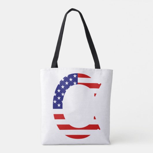 C Monogram overlay op USA Flag stint Tote Bag (Achterkant)