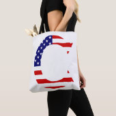 C Monogram overlay op USA Flag stint Tote Bag (Dichtbij)