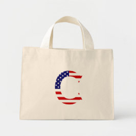 C Monogram overlay op USA Flag tcnt Mini Tote Bag
