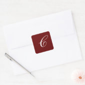 C-monogram, Wit op bordeauxrood Vierkante Sticker (Envelop)