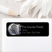 C Monogram "Zilveren Kant" ontwerp Adreslabels Etiket (Insitu)