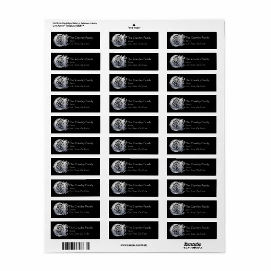 C Monogram "Zilveren Kant" ontwerp Adreslabels Etiket (Full Sheet)