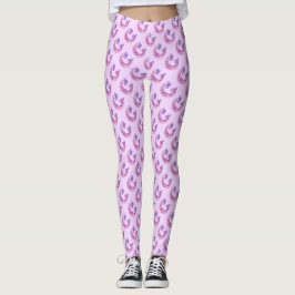 C monogrammen paarse roze gepatterde leggings