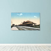 C & NW Railroad Depot Canvas Afdruk (Insitu (Houten vloer))