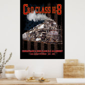 C&O Class H-8 Allegheny Locomotive - American flag Poster (Keuken)