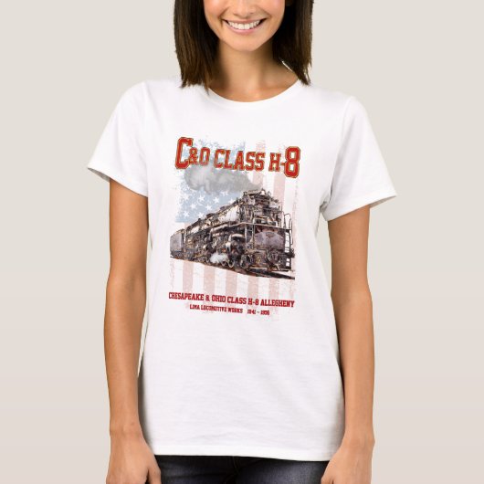 C&O Class H-8 Allegheny Locomotive - American flag T-shirt (Voorkant)