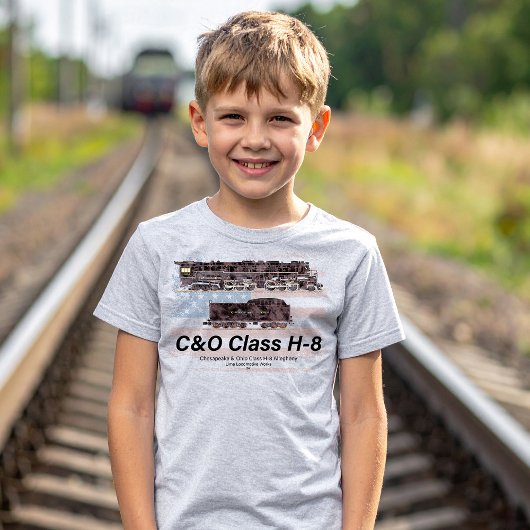 C&O Class H-8 Allegheny Locomotive - American flag T-shirt