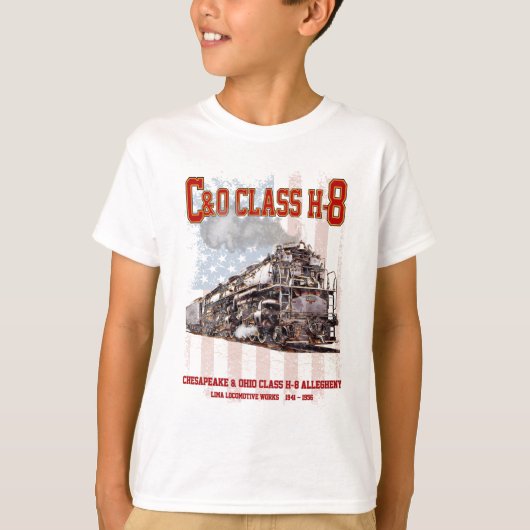 C&O Class H-8 Allegheny Locomotive - American flag T-shirt (Voorkant)