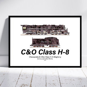 C&O Klasse H-8 Allegheny Stoomlocomotief Profiel Poster