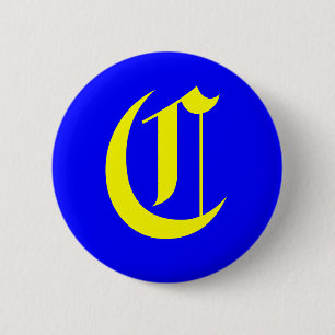 C - OUD ENGELS RONDE BUTTON 5,7 CM