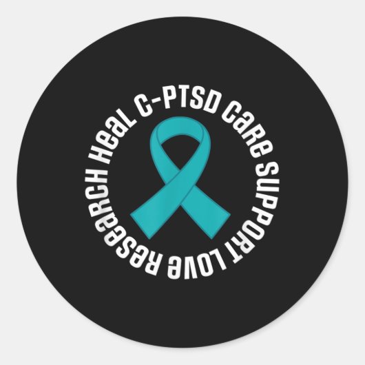 C-PTSS Awareness Ribbon Support Month Ronde Sticker (Voorkant)