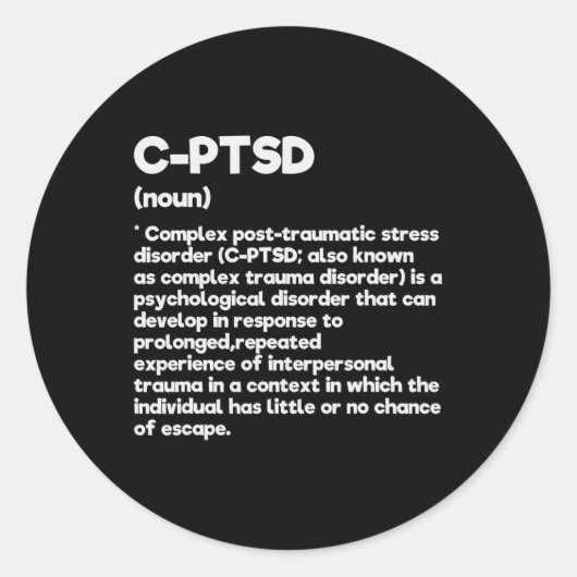 C-PTSS Definitie Stress Awareness Mental Posttrau Ronde Sticker (Voorkant)
