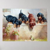 C. Reichert Painting Dachshund Puppies and Frog Poster (Voorkant)