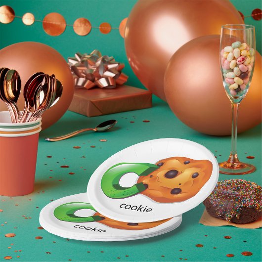 C staat voor Cookie Alphabet Letter Chocolate Chip Papieren Bordje