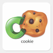 C staat voor Cookie Alphabet Letter Chocolate Chip Vierkante Sticker (Voorkant)