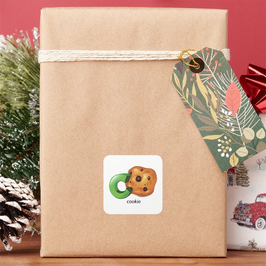 C staat voor Cookie Alphabet Letter Chocolate Chip Vierkante Sticker