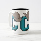 C staat voor Cowboy Tweekleurige Koffiemok (Voorkant links)