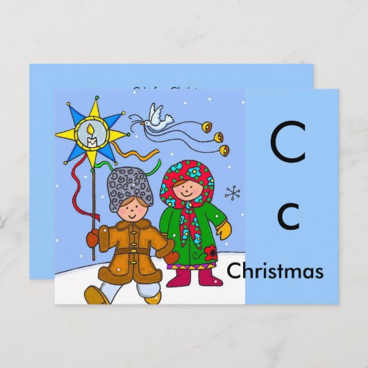 C staat voor kerst feestdagenkaart (Voorkant / Achterkant)