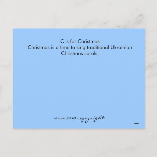 C staat voor kerst feestdagenkaart (Achterkant)