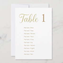 Cِustom Elegant Gold Table Number 1 Seating Chart Kaart