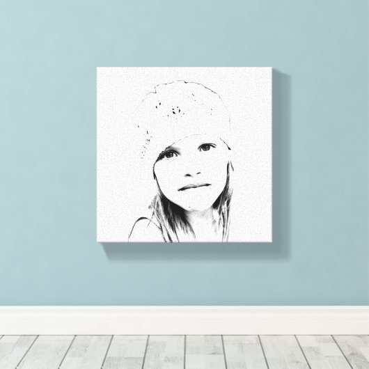 C Vector in zwart-wit Canvas Afdruk (Insitu (Houten vloer))