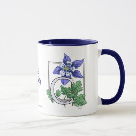 C voor Columbine Flower Monogram en Name Mok