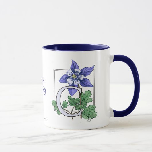 C voor Columbine Flower Monogram en Name Mok (Rechts)