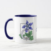 C voor Columbine Flower Monogram en Name Mok (Links)