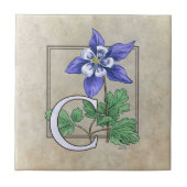 C voor Columbinebloemmonogram Tegeltje (Voorkant)
